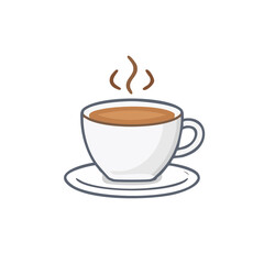 Obraz premium Cup of Hot Coffee with Rising Steam in Clean Cartoon Style Presentation on a Black Background