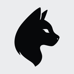 Silhouette cat head profile minimalist logo design vector illustration