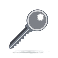 Illustration of a Single Gray Key on a Black Background Symbolizing Security and Access Control with Shadow