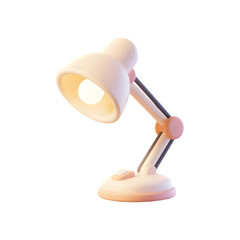 Modern 3d rendered desk lamp with adjustable arm and light isolated on transparent background