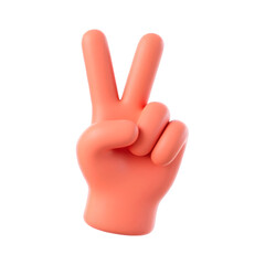 3d rendered hand showing the peace sign gesture isolated on transparent background