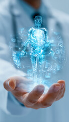 Futuristic digital human visualization with medical technology interface