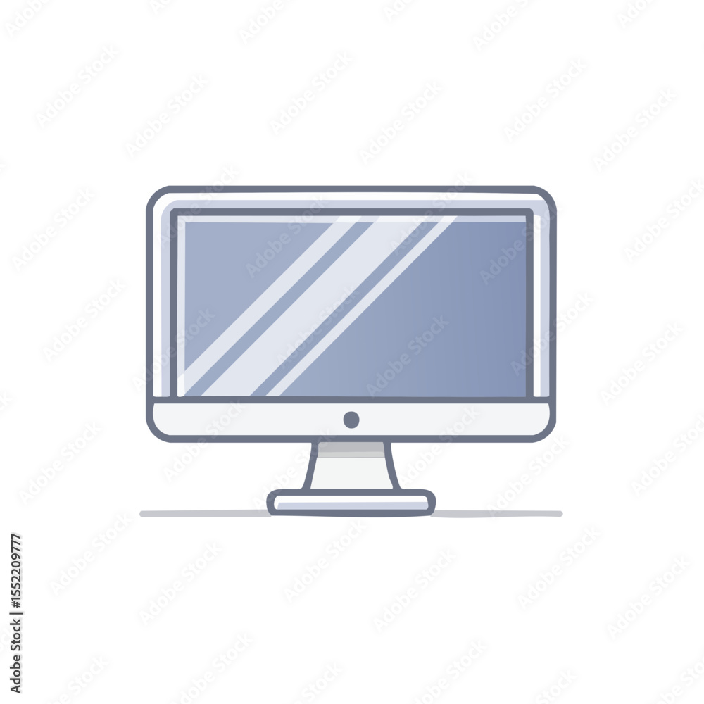 Leinwandbilder Modern Computer Display with Reflection on Screen Simple Flat Vector Illustration Isolated on Black Background for Design Presentation