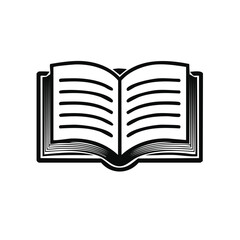 Open book icon, flat line style for print and web design, education and reading concepts, simple design