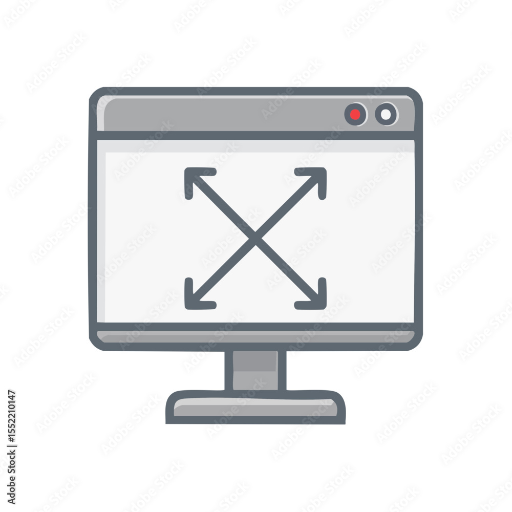 Leinwandbilder Computer Screen with Expand Arrows Interface Icon for Resizing and Fullscreen Mode