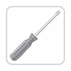 Fototapeta premium Gray Flathead Screwdriver Tool on Square Background Industrial Equipment Illustration