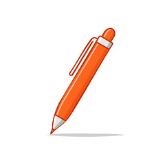 Isolated orange pen illustration for writing or drawing tool simple design on black background perfect for design templates and creative concepts