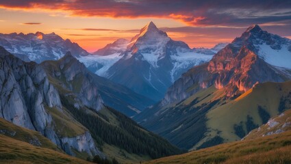 Amazing Landscape, Beautiful Mountain Sunset