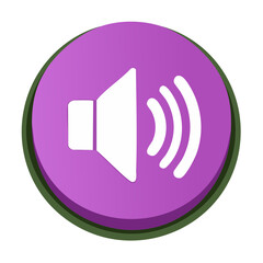 Purple audio volume control round icon button media listening sound player application loud speaker communication symbol