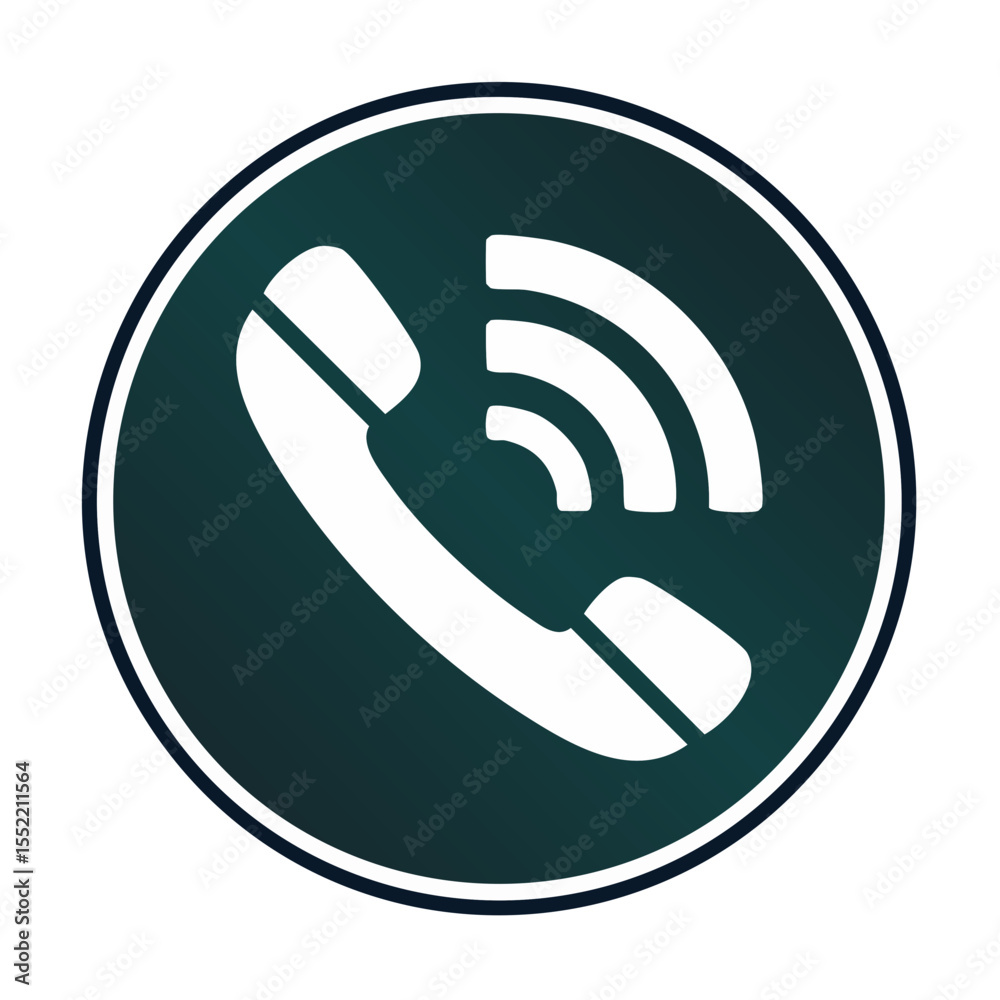 Poster phone call icon on a gradient circular background representing contact availability and communicatio