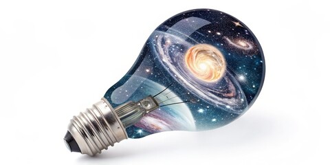 Galaxy in a Lightbulb Cosmic Idea, Concept ,Space