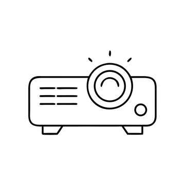 Projector icon emitting light for public speaking presentations