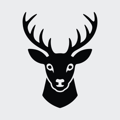 Naklejka premium Silhouette deer head with antlers graphic minimalistic style Vector illustration