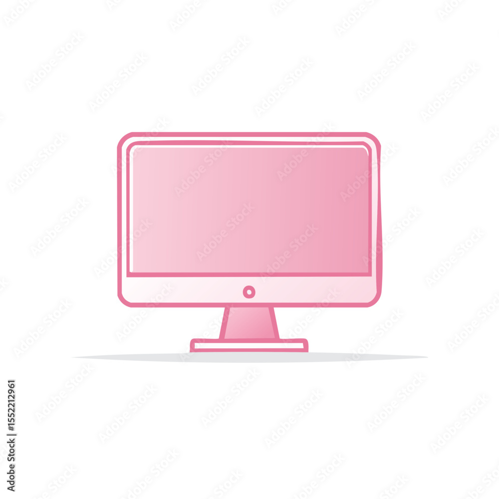 Poster pink computer screen vector graphic design simple flat monitor isolated on black digital device work