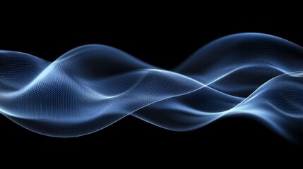 Fototapeta premium Abstract blue wave flowing, dark background, digital art, website header