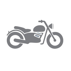 Fototapeta premium Grey Motorcycle Illustration on Black Background: Retro Style Vehicle Icon Design