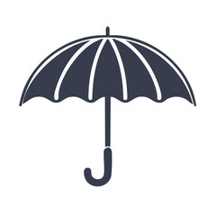 Illustration of a blue open umbrella with white lines on black background