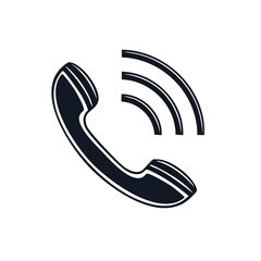 Phone Ringing Illustration of Call Icon Handset on Black Background