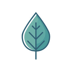 Teal Leaf Icon Illustration with Veins on Black Background for Design Projects