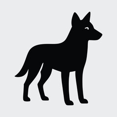 Silhouette dog standing showing profile isolated on white Vector illustration