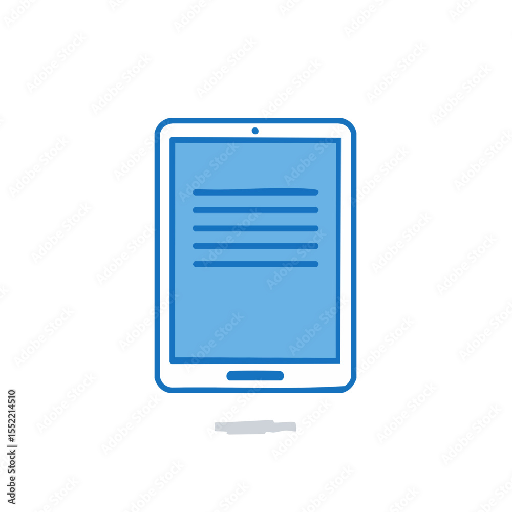 Poster digital tablet illustration with text and light blue color scheme for technology concepts user inter