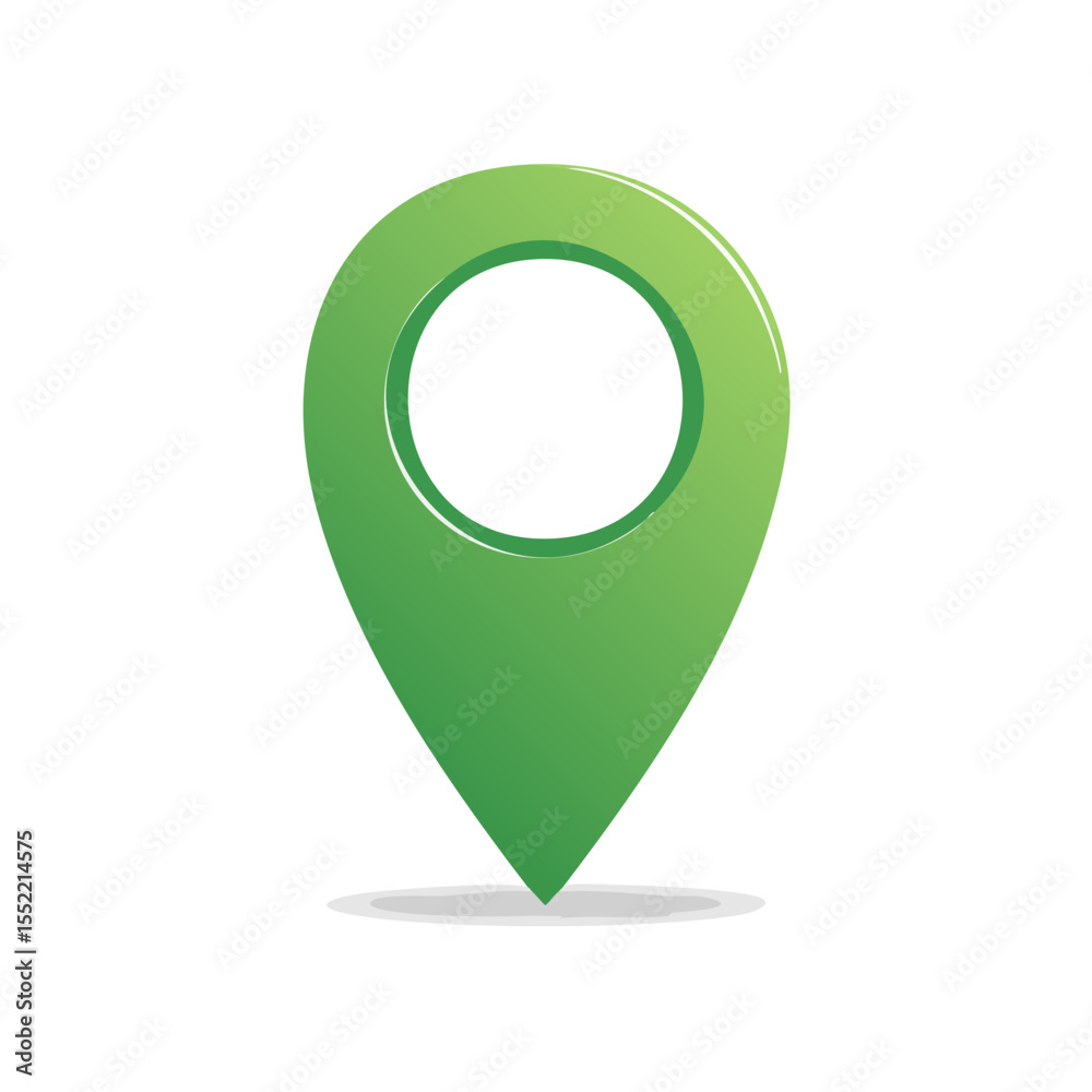 Poster green location pointer symbol for navigation or maps with gradient on black background
