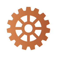 Isolated bronze gear illustration on black backdrop symbolizing engineering and industrial design for mechanics and technology