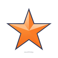 Geometric Star with Orange Gradient and Dark Blue Outline on Black Background Graphic Element
