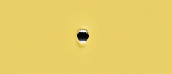 Minimalist Art of a Single Open Mouth on a Bright Yellow Background