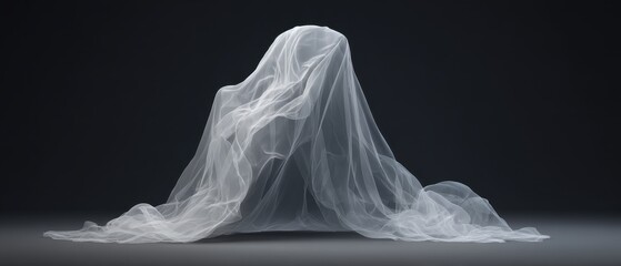 Sheer White Veil Draped Elegantly on a Minimalist Black Background