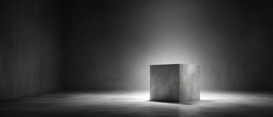 Minimalist Architectural Element in Dark Space with Soft Lighting