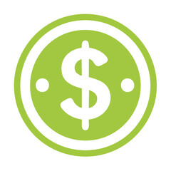 Fototapeta premium Green coin with dollar symbol, financial icon, currency, money, investment, business, graphic illustration