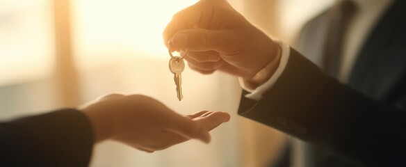 The keys being handed over in a successful business transaction.