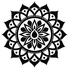 Elegant Black and White Mandala Design Intricate Floral Pattern for Art, Print, and Decoration