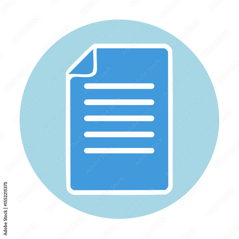 Poster simple blue document icon displaying lines of text inside a light blue circle for graphic design pro
