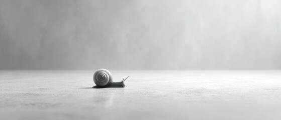 Minimalist Snail on Surface with Soft Light and Shadow Play