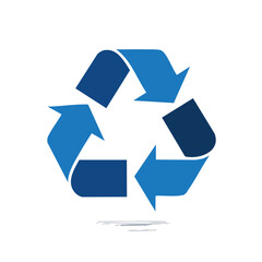 Blue Arrows Recycle Symbol Isolated on Black Background, Representing Environmental Sustainability and Reuse
