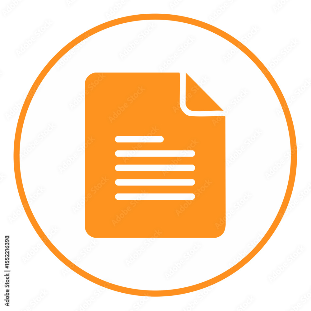 Poster orange document icon with text lines in white circle a visual representation for digital and print c