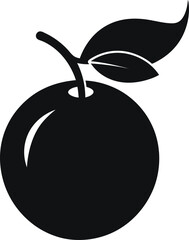 Fresh Juicy Fruit Icon  A Simple Black and White Illustration of an Apple or Plum