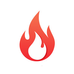 Stylized flame icon with gradient heat isolated against black background representing passion, power, danger, energy, and burning