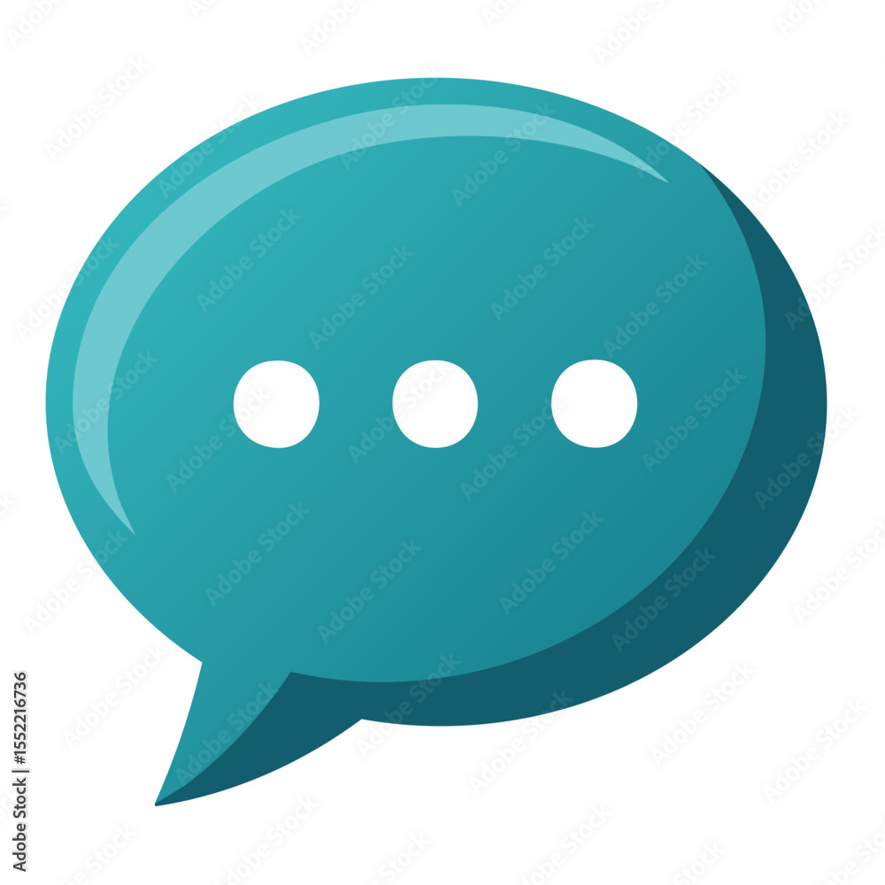 Poster blue speech bubble with ellipses signifying thought or conversation symbol for digital message and f