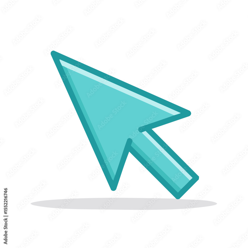 Poster Aqua Cursor Icon Arrow Pointer Click Computer Interface Navigation Tool Graphic Vector Isolated Over Black Background Represents Technology UX UI Web Development