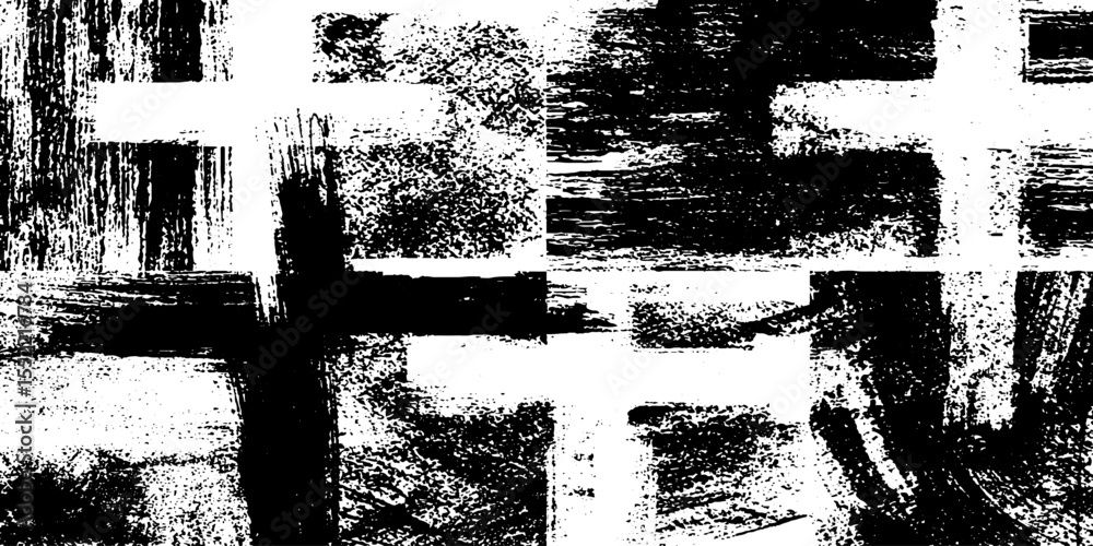 Aufkleber Bold cross pattern with dry brush texture and noise for artistic design