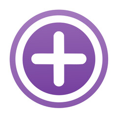 Obraz premium Purple Plus Sign Icon in a Circle White Outline Add Button Mathematical Symbol Additional Element