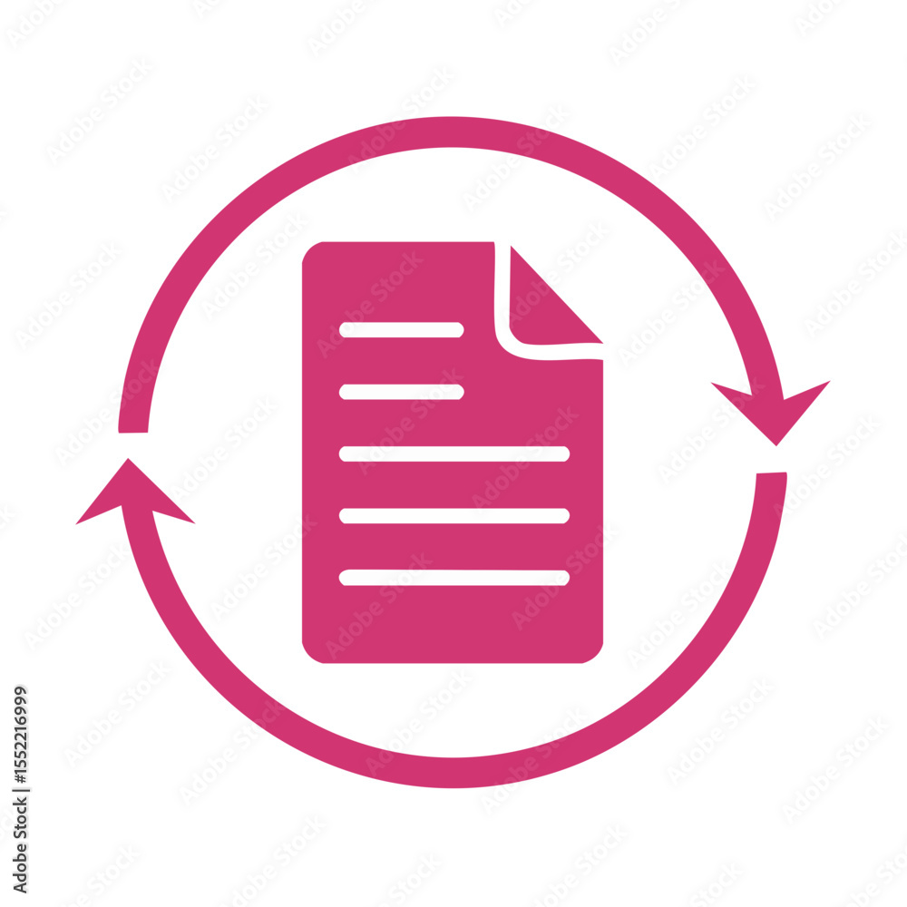 Poster document refresh symbol pink on black background cycle process update data synchronization file sync
