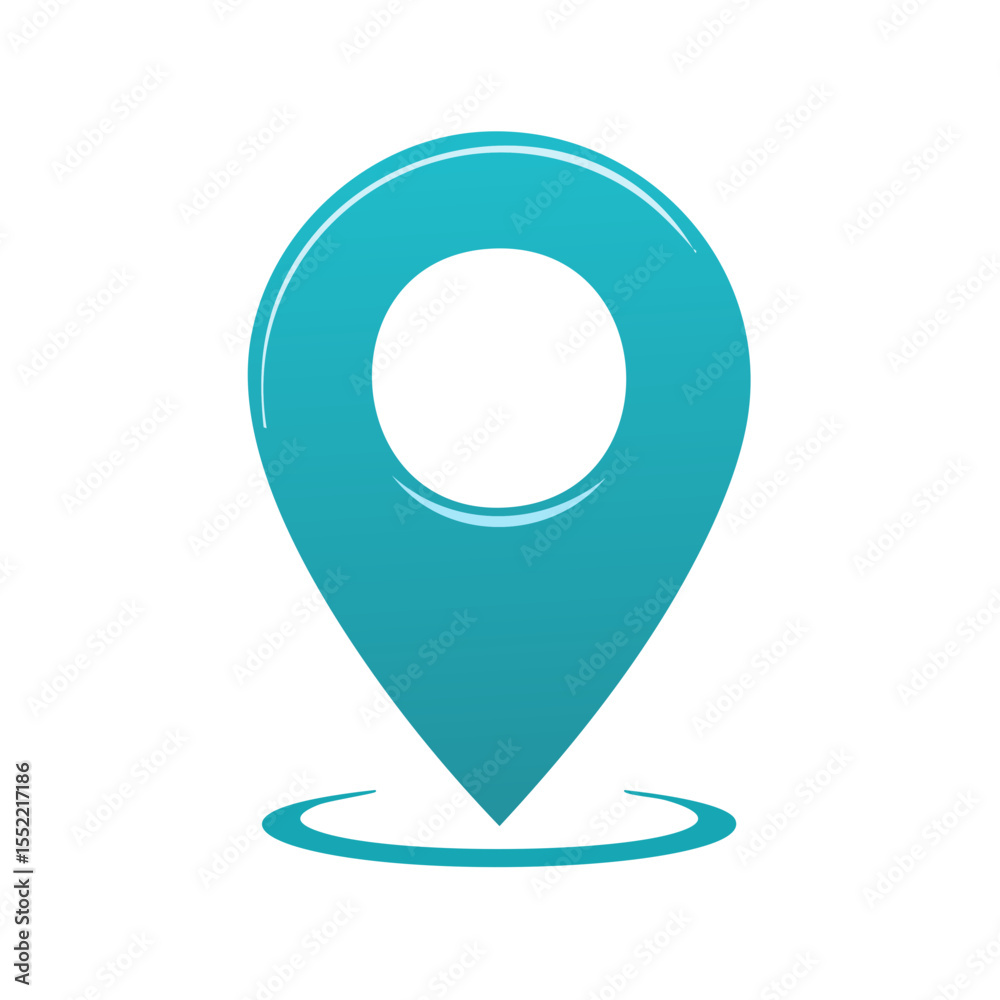 Poster teal blue map pointer icon design for web or mobile applications