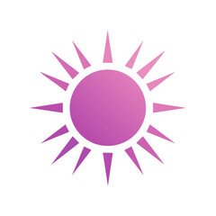 Pink Gradient Sun Illustration with Rays, Abstract Design Element on Black Background