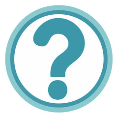 Turquoise Question Mark Inside a Circle Sign Illustration, Unknown Answer Graphic