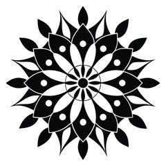 Elegant Black and White Mandala Design Intricate Floral Pattern for Art, Prints, and Decor