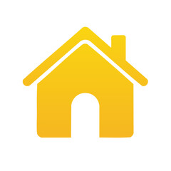 Simple home icon in gold against a black background, representing real estate, family, and comfort in a minimalist design style